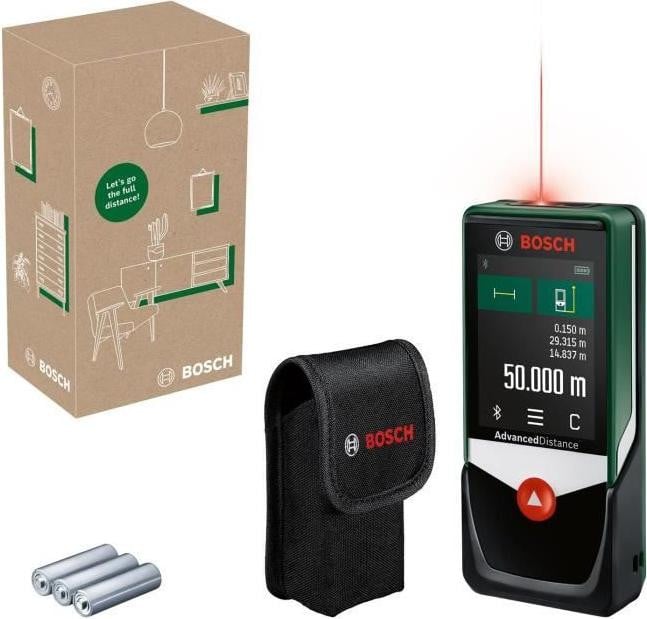 Bosch AdvancedDistance 50C Laser afstandsmeter met Bluetooth, bereik 50 meter en 1 mm precisie