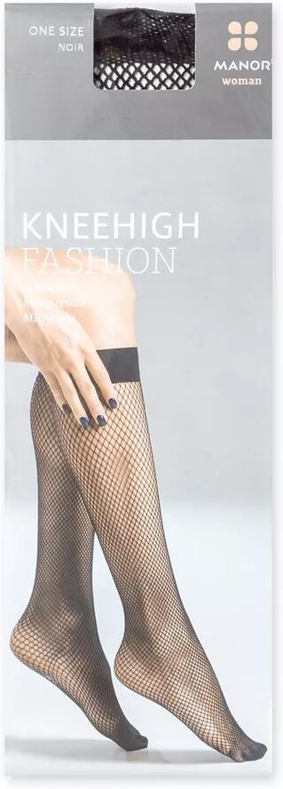 Manor Woman - Kniestrümpfe, Netz, für Damen, Black, Größe Onesize