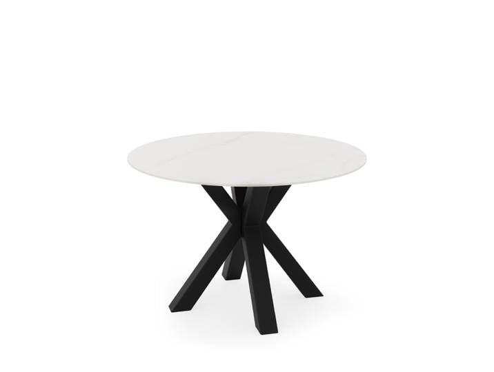 Table ronde fixe 120 plateau blanc et pieds noirs