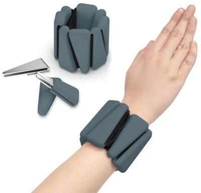 Inspired Living FlexFit Silicone Wrist Weights Adjustable Fitness Bands For Yoga, Walking & Strength Training 1pc dark Gray