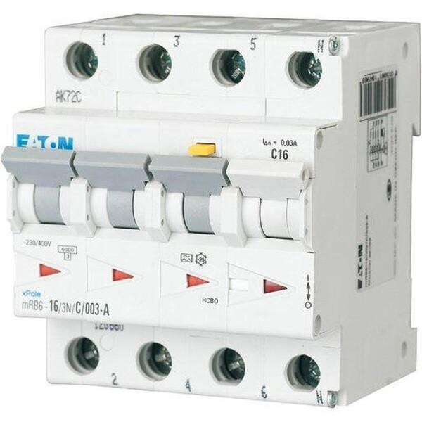 Eaton FI/LS-combinatie, 16 A, 300 mA, LS-karakteristiek: B, 3-polig + nul, FI-karakteristiek: A, 120656
