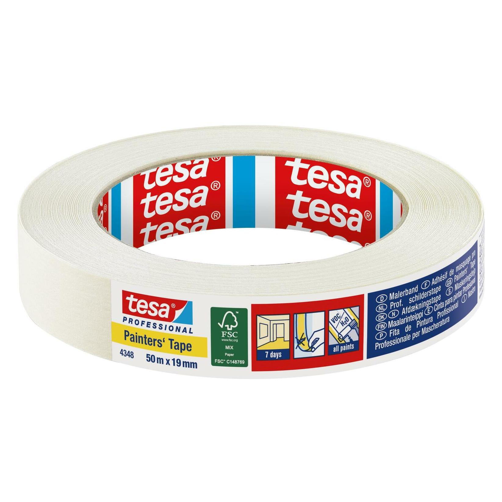 tesa Malerkrepp PROFESSIONAL, Malerband für besonders präzises Abkleben (19 mm) (04348-00015-03)
