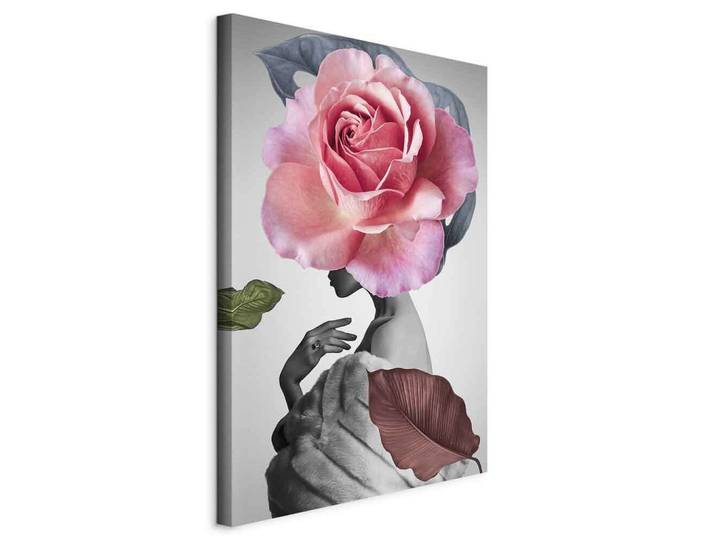 Leinwandbild rose and fur Braun/Pink