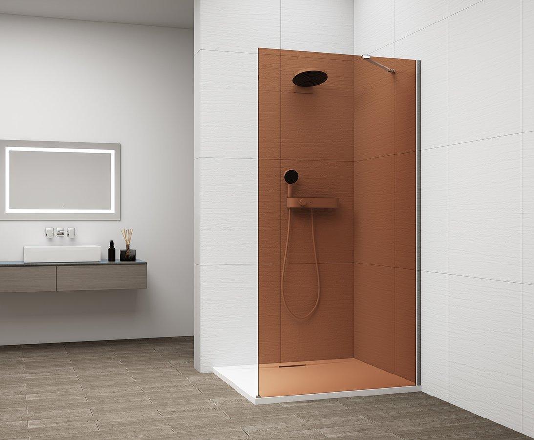 Polysan ESCA CHROME Dusch-Glasteil, Wandmontage, Glas Marron, 1000 mm