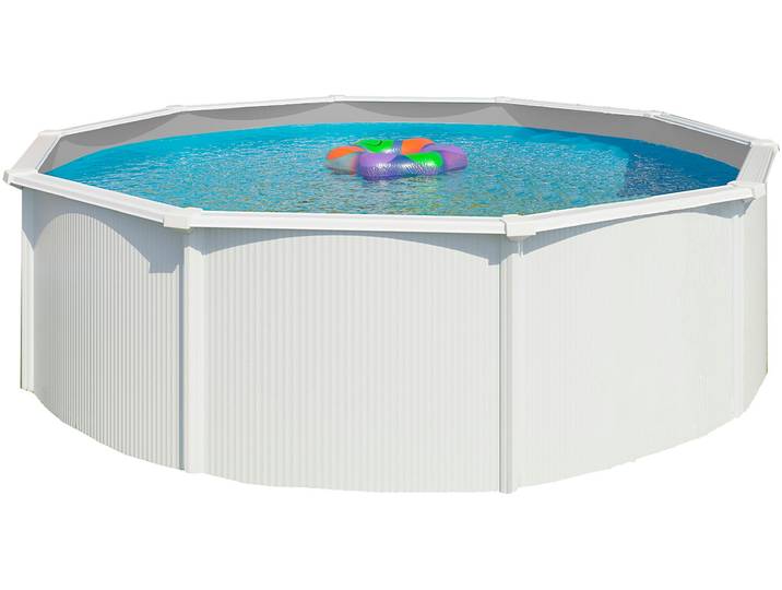 Rundpool KWAD Green line Evolution , weiß (weiß, innenfarbe: grau), H:132cm Ø:550cm, Schwimmbecken, Rundpool, 5,5x1,32 weiß Folie in blau, sand oder grau erhältlich
