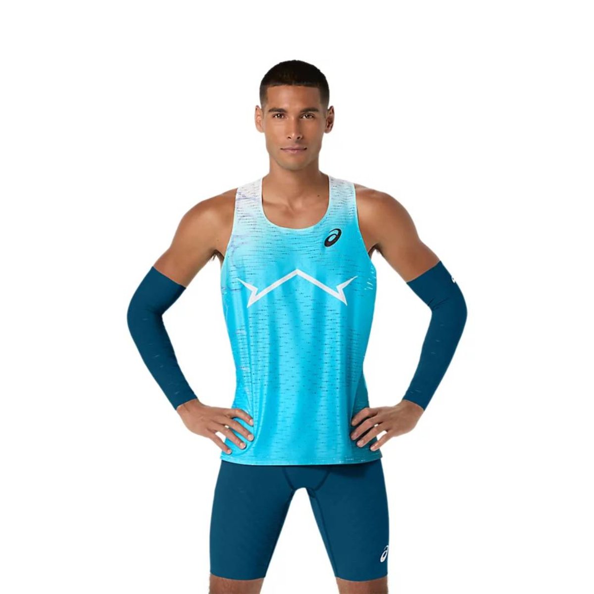 Camiseta sem mangas Asics Metaspeed Azul Branco, Tamanho L Homem