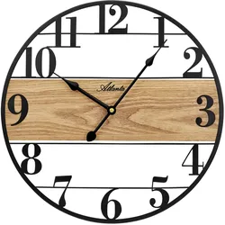 Atlanta 4566 Design-Wanduhr Quarz Metall/Holzoptik