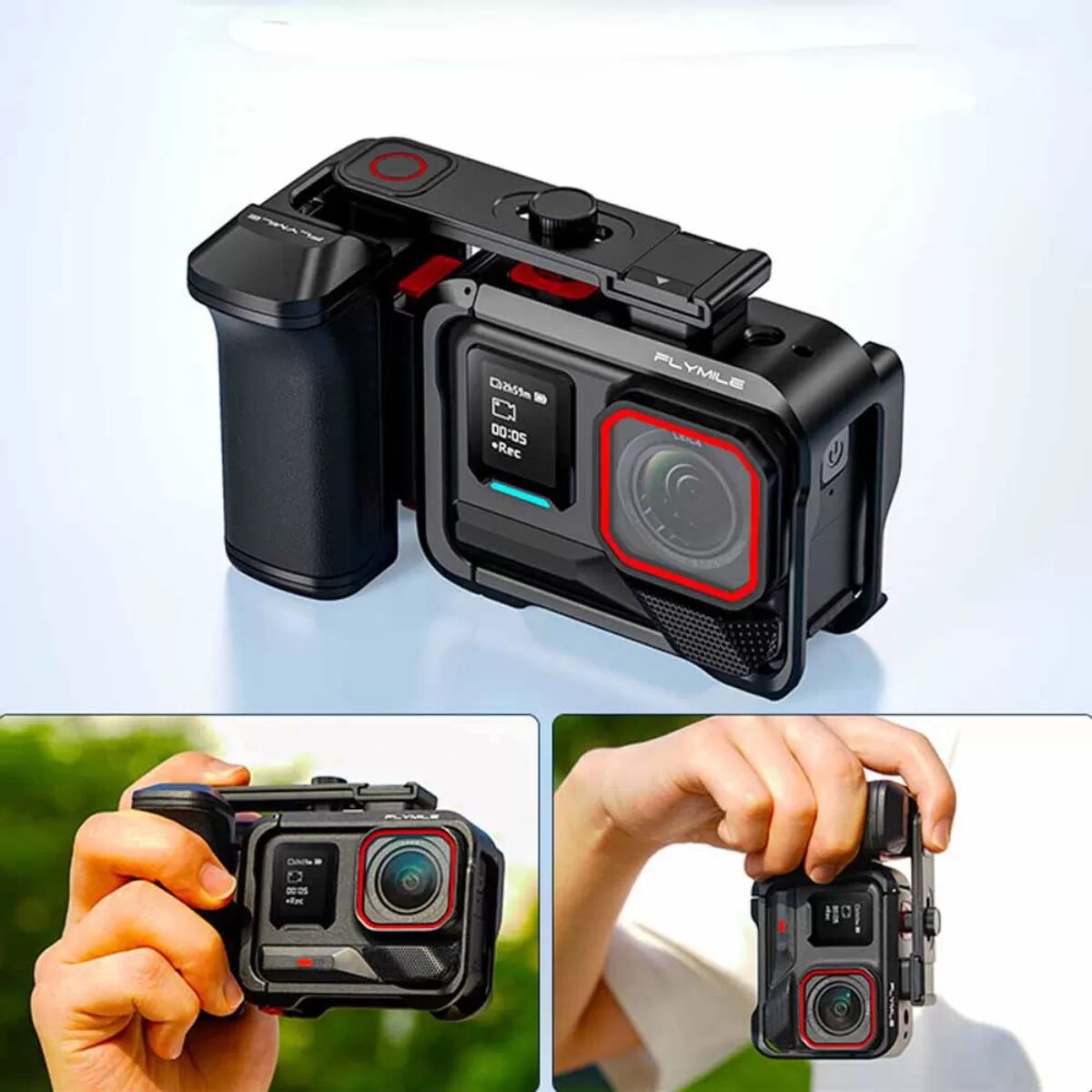 INF Street Photography Handle Kit Ace Pro 2 – Kunststoffgriff + Metallkäfig, magnetische Schnellbefestigung, einstellbarer