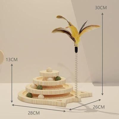 Inspire Select Wooden 23 Level Cat Track Toy Tower Interactive Ball Disc Intelligence Training Toy three Level Turntable