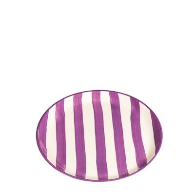 Zafferano Tief- oder Flachteller aus der Kollektion Lido Righe, handbemalte Keramik in Lila, 2-teiliges Set, hergestellt in Italien, elegant