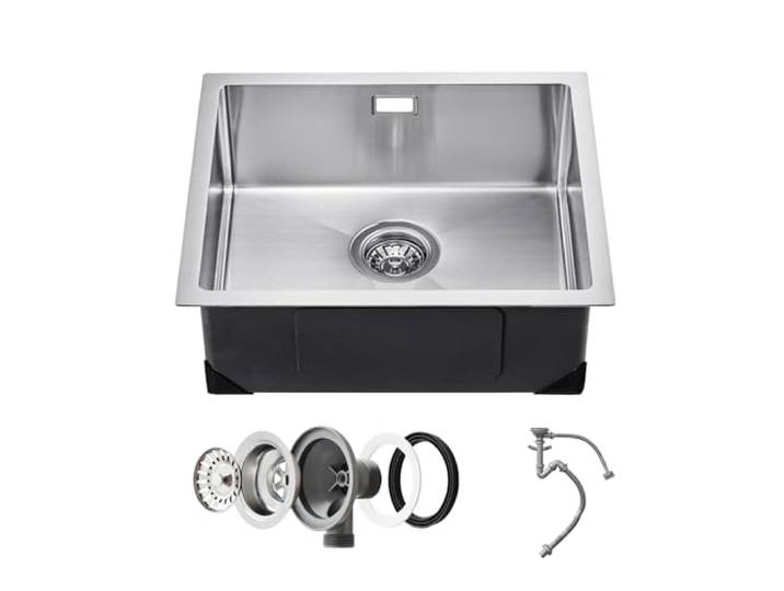 VEVOR Évier de cuisine de 50 cm\, éviers encastrables en acier inoxydable 304\, cuve simple avec accessoires\, évier de lave-vaisselle domestique pour camping-car\, cuisine\, buanderie\, bar