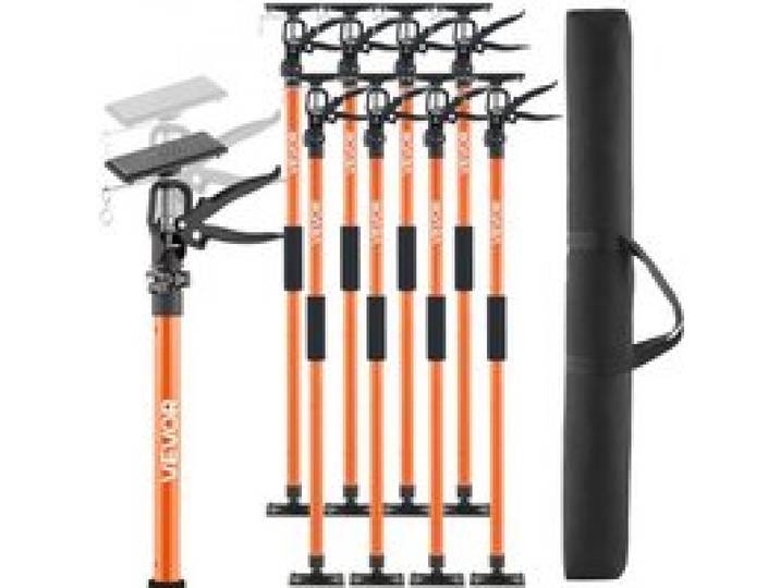 VEVOR Einhandstütze, 8 Stk., Deckenstütze 116–290cm, Teleskopstütze aus Stahl, Montagestütze bis zu 70kg Kapazität zum Installieren von Schränken, Anheben von Trockenbauwänden, Frachtstangen