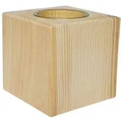 Erst-Holz Zirben Teelicht Quaderform mit Glas 7x7x7 cm Holzdeko 40.10-013