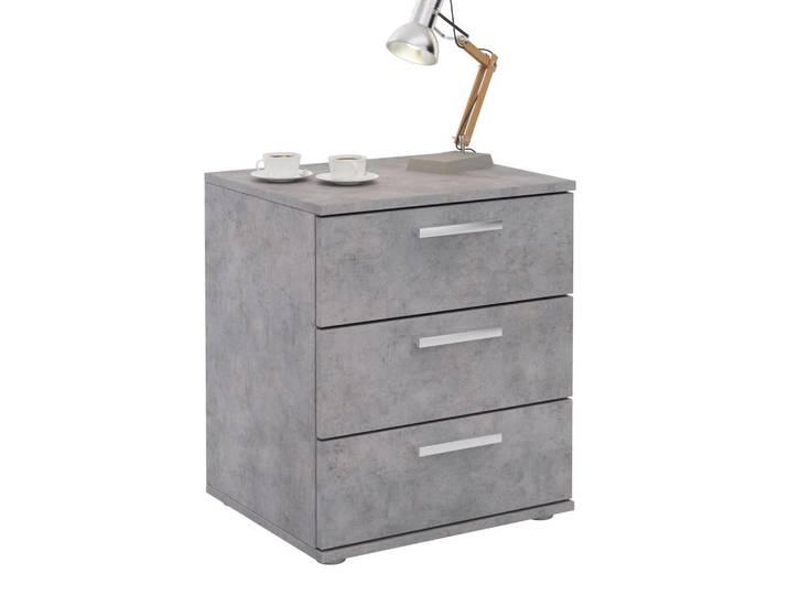 CARO-Möbel Nachttisch Mariella Betonoptik, Grau, Mode, 45x53x38 cm, Schlafzimmer, Nachtkästchen