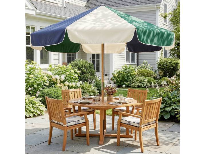 Outsunny Parasol Rétro Ø226cm Inclinable Crème/Vert UPF30+