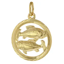 trendor 39000-03 Sternzeichen Fische 333 Gold Anhänger Ø 16 mm