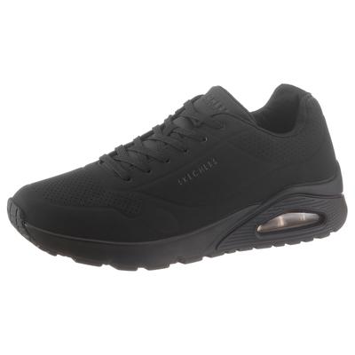 Sneaker SKECHERS "Uno - Stand on Air", Herren, Gr. 44, Textil, schwarz, Synthetik, Schuhe Sneaker, Freizeitschuh, Halbschuh, Schnürschuh mit extra Dämpfung