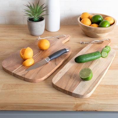 Classic Cuisine Acacia Wood Cutting Boards with Handles (Set of 2)