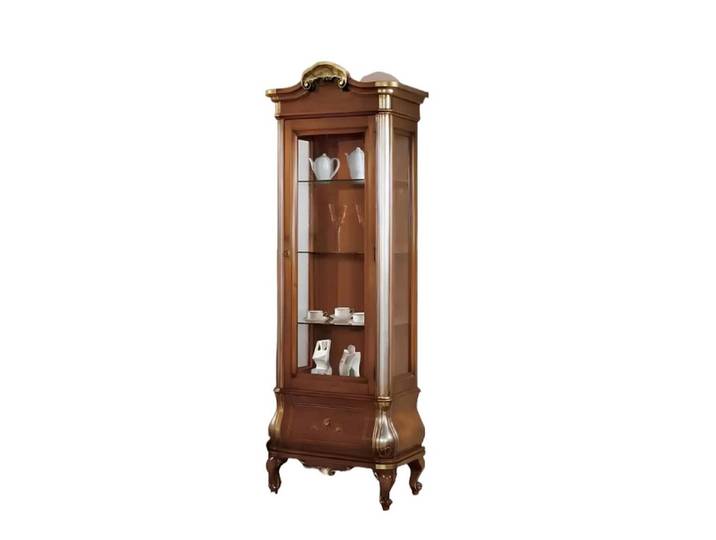 Xlmoebel Vitrine Edle Vitrine aus braunem Holz mit elegantem Design und Stauraum (1-St., Vitrine) Hergestellt in Europa