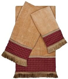 Sherry Kline Melrose Gold 3-piece Decorative Embellished Towel Set