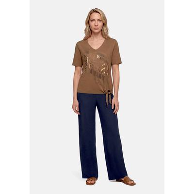 Kurzarmshirt BETTY BARCLAY "Damen mit Schleifenknoten", Damen, Gr. 36, braun (classic nougat), Jersey, Obermaterial: 50% Baumwolle, 50% Modal, figurumspielend normal, V-Ausschnitt, Shirts