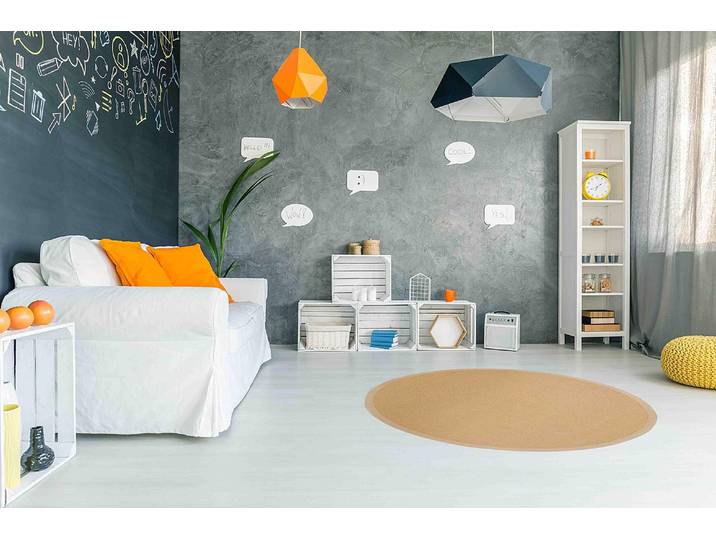 Tapis en jute Bafor rond Beige/Beige Ø 200cm 100 % jute