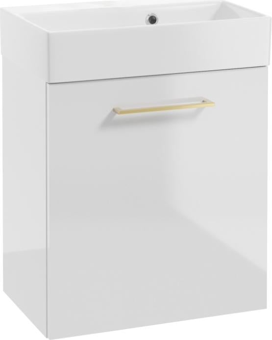 DomoDomo Elara Wandgemonteerd badkamermeubel met wastafel, Wit glanzend, Breedte: 60 cm