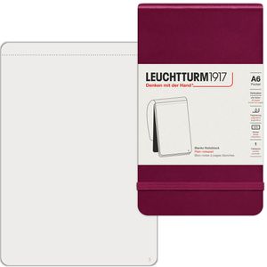 Leuchtturm1917 Notizblock Pocket Port Red, 364403 , rot, A6, blanko, 80 g/m², 92 Blatt / 184 Seiten