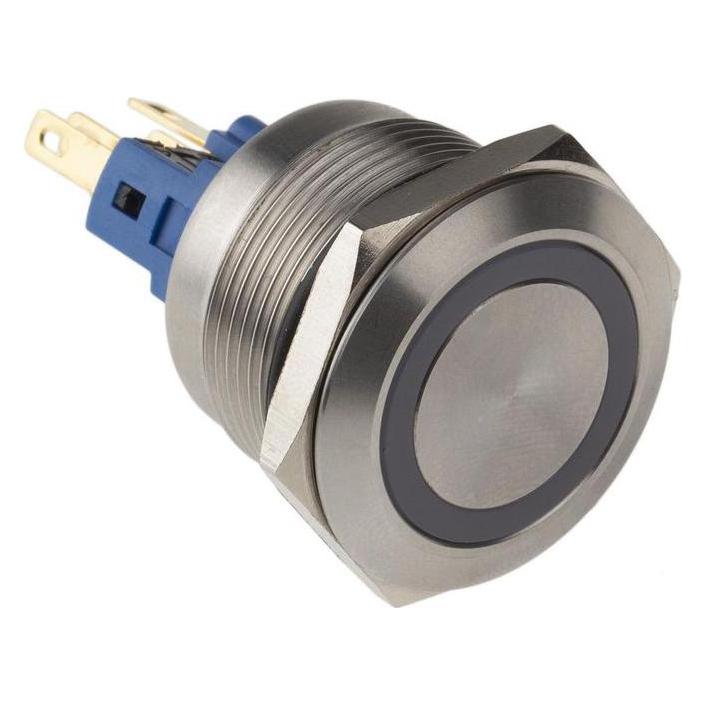 RS PRO Switch Pushbutton Stainless Red ring (8118553)