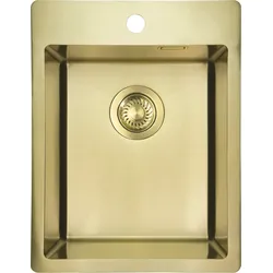 Neuesbad Edelstahlspülen, Gold gebürstet, 1-Becken, 390x505x200 mit Befestigungs NB1DEZPOR10E1