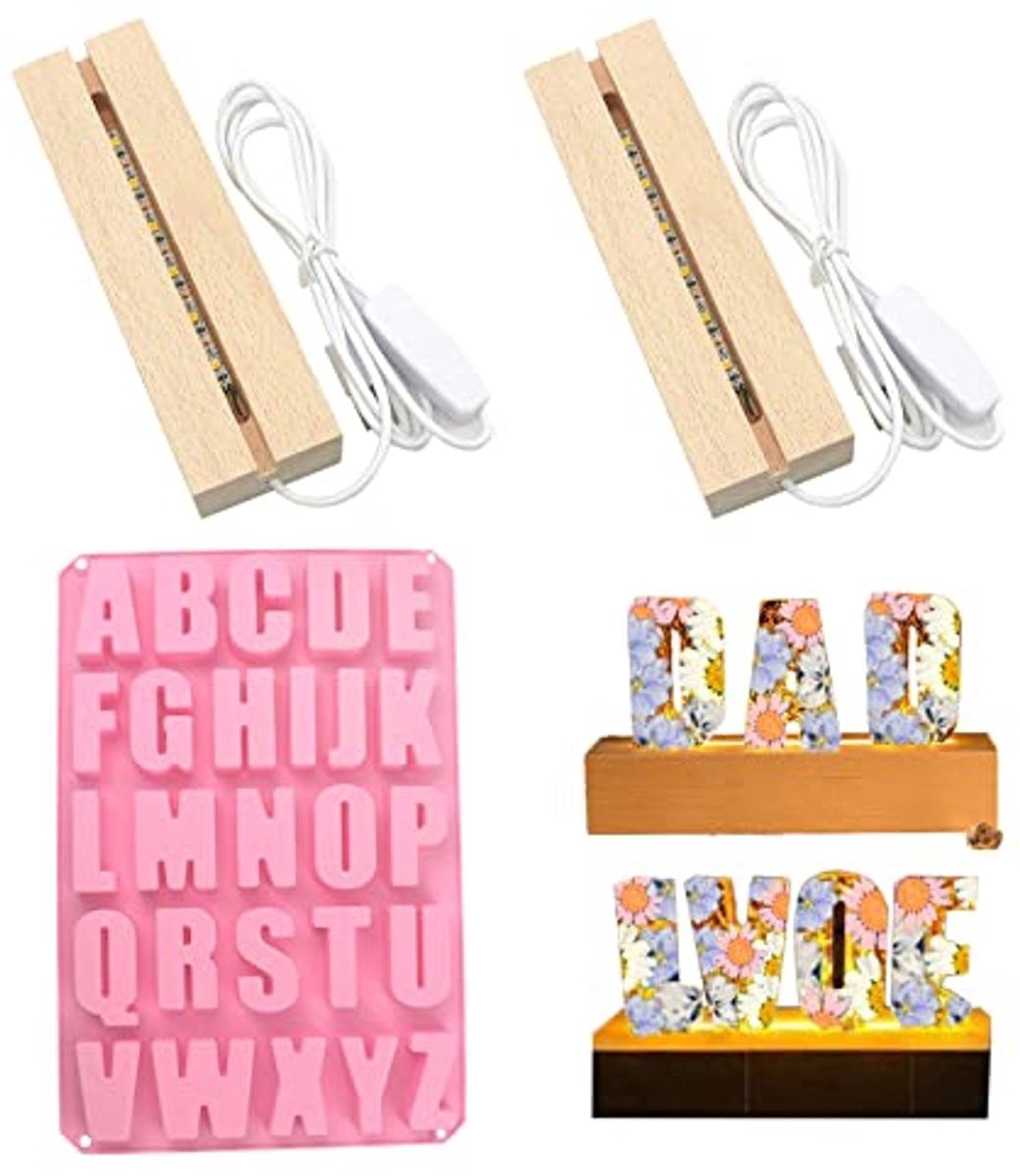 LED Letter Licht Hars Mal met Verlichte Basis voor DIY Creatieve Decoratie