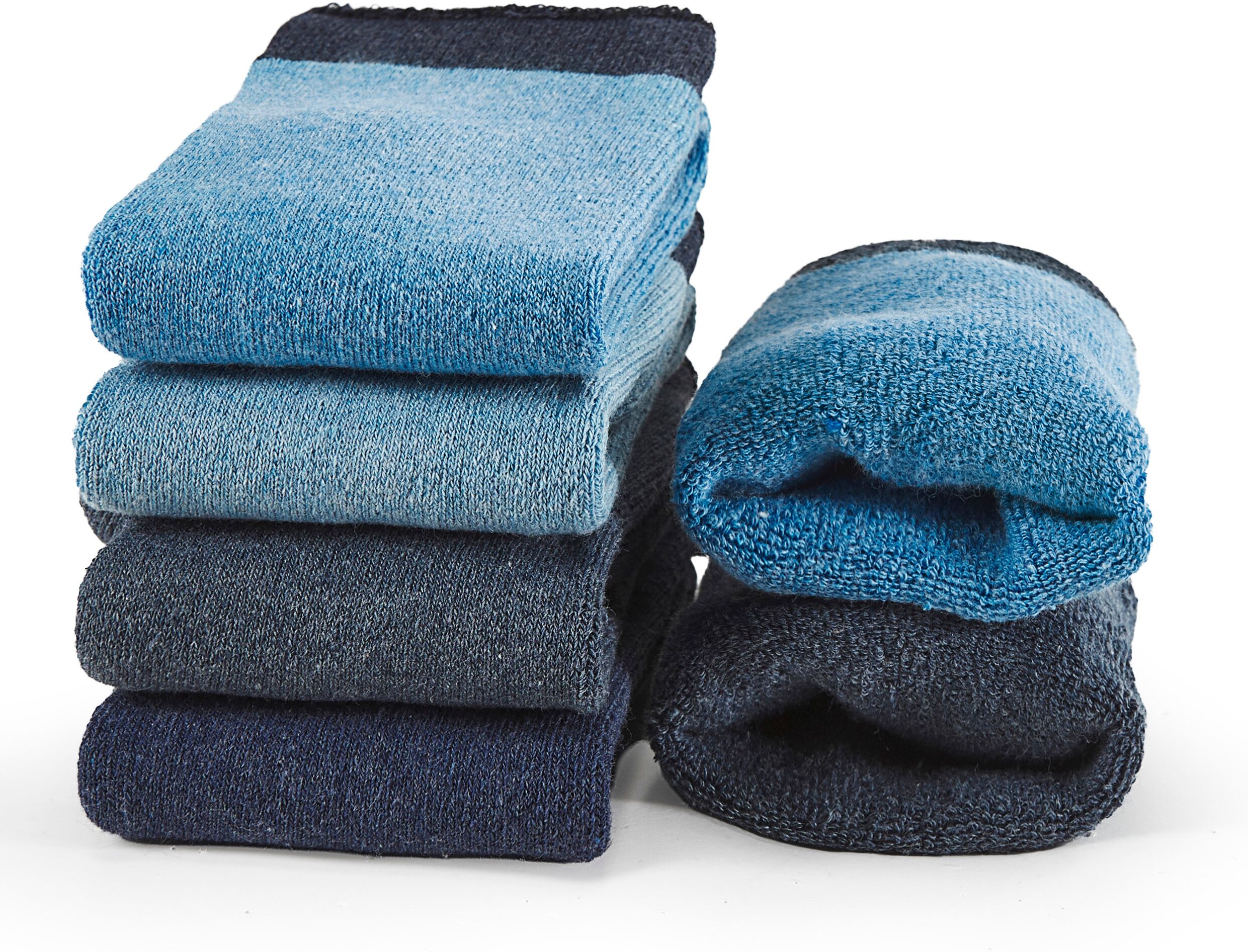 Kuschelsocken LAVANA "Damen Frotteesocken", Damen, Gr. 39-42, blau (4x jeans meliert farben), Baumwolle, Elasthan, Polyamid, unifarben, elastisch, Socken Kuschelsocken, mit wärmendem Innenfrottee