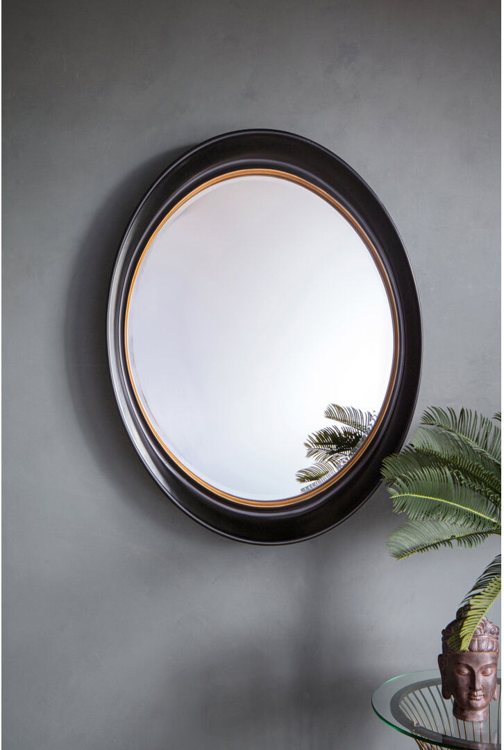 Canora Grey Hassan Flat Mirror Black and Gold 100cm H X 77cm W X 8.5cm D