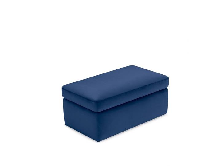Pouf de rangement fabriqué en Italie en velours bleu 85x45 cm