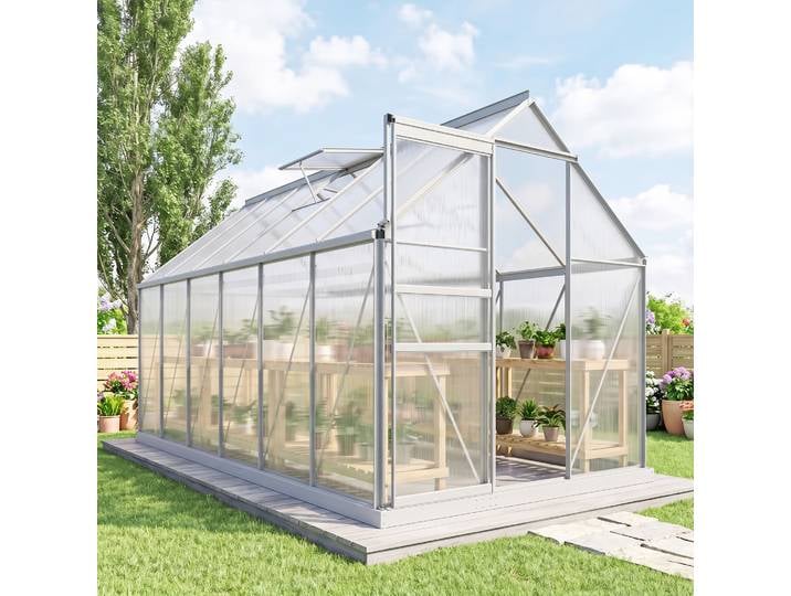 Outsunny Serre Polycarbonate 7,1m² Argent