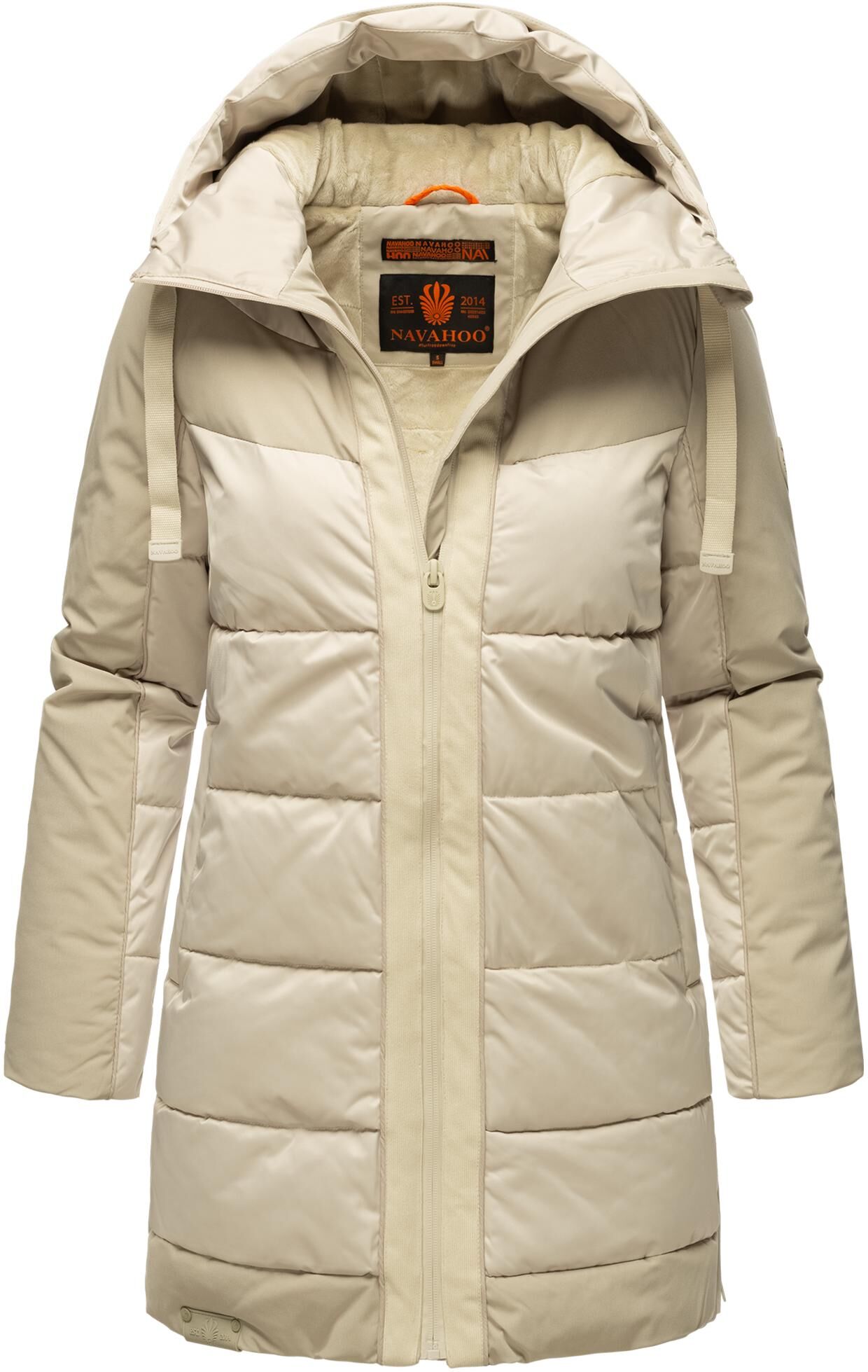 Steppjacke NAVAHOO "Samtkätzchen", Damen, Gr. M (38), grau (hellgrau), Obermaterial 1: 100% Polyester. Obermaterial 2: 95% Polyester, 5% Elasthan. Futter: 100% Polyester. Ärmelfutter: 100% Polyester. Wattierung: 100% Polyester, figurumspielend Po-bedecken