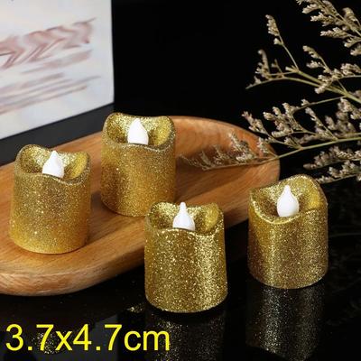 Uplift Treasures Glitter Flameless LED Tea Light Candles Multi Color Wave Design yellow 1pc