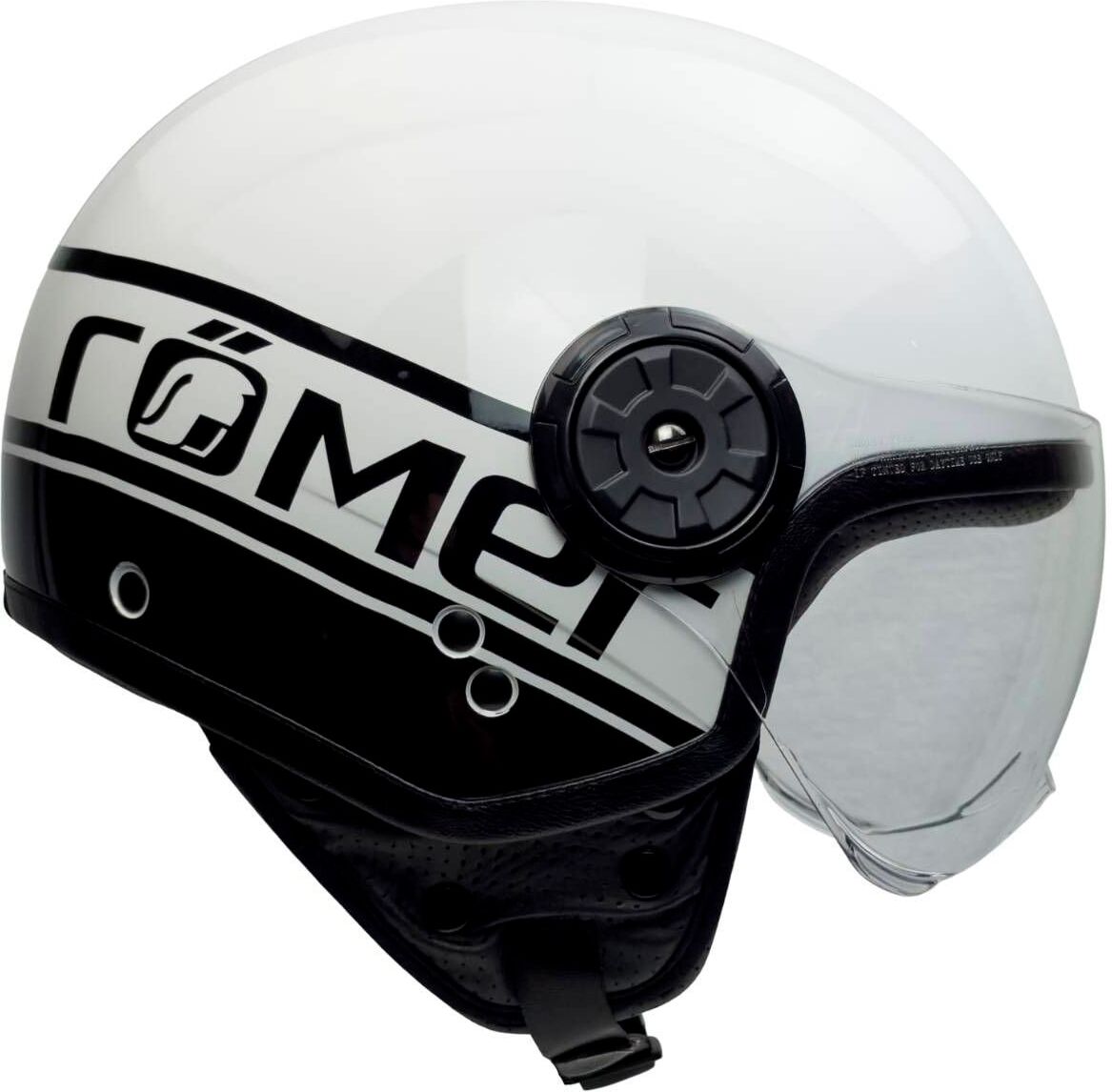 Motorradhelm RÖMER HELME "Fight" Gr. M, schwarz (weiß, schwarz), Helme, M Kopfumfang: 57cm - 58cm, Motorradhelm