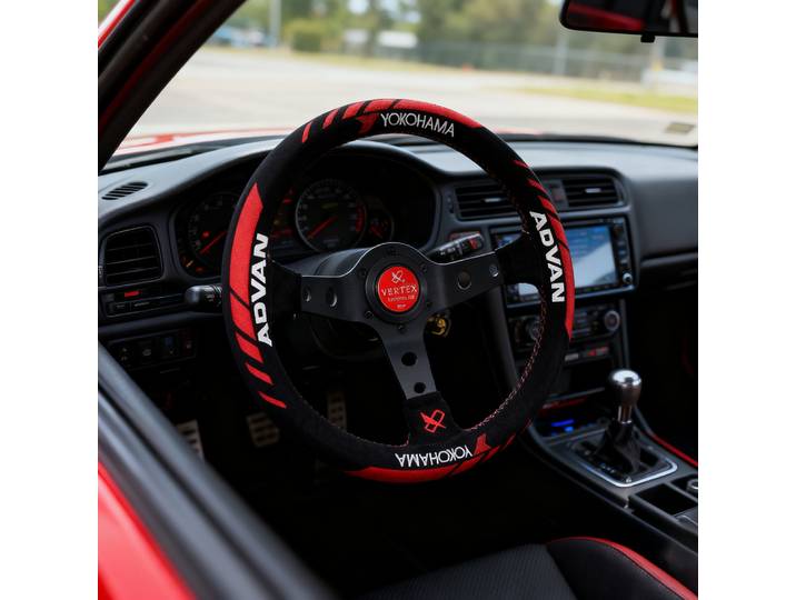 VERTEX – volant de collaboration 330MM, 330mm, cuir suédé, ligne rouge, volant de course en formule dérive Jp 2022