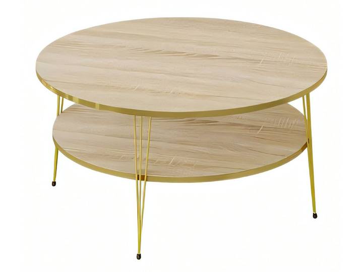 Xlmoebel Couchtisch Runder Holz-Couchtisch in elegantem hellen Holzton von XLMOEBEL (Packung, Runder Couchtisch), Made in Europa