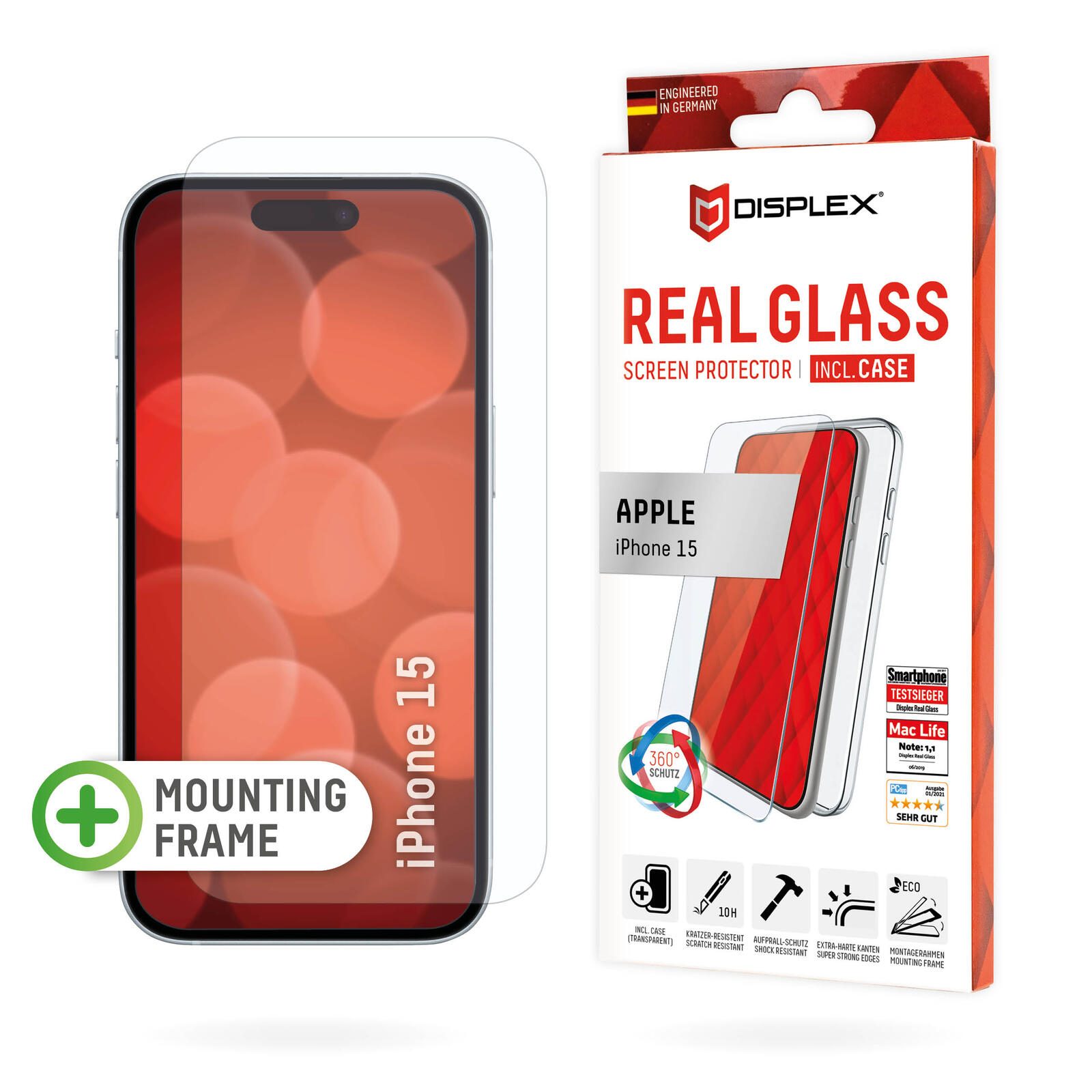 DISPLEX Panzerglas + Schutzhülle für Apple iPhone 15 01846