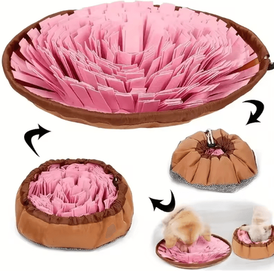 Uplift Curations Foldable Dog Sniffing Mat Washable Nosework Feeding & Training Puzzle Mat pink
