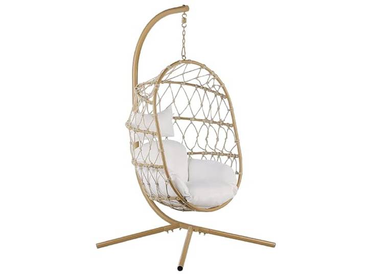 Chaise Suspendue avec Support en Métal Beige et Coussin en Polyester Adria