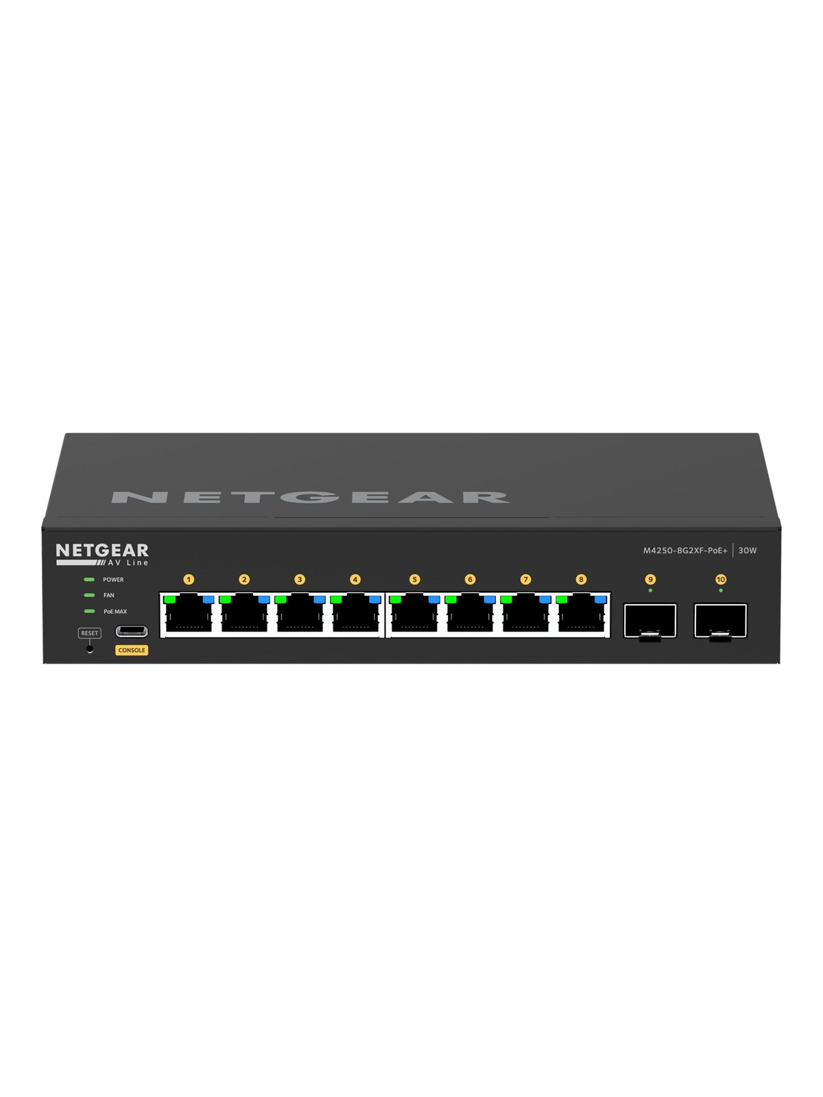 Netgear AV Line M4250-8G2XF-PoE+ (GSM4210PX) 8x1G PoE+ 220W and 2xSFP+ Managed Switch
