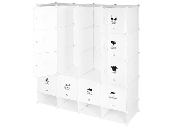 Armoire Penderie Portable HSTURYZ - Modulable - 16 Cubes Avec 4 Cubes Chaussures