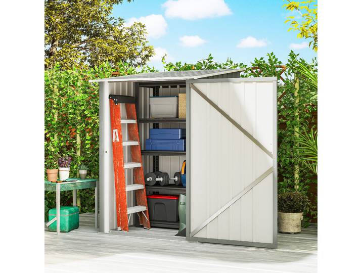 Outsunny Cabane Outils Acier Galvanisé 100x104x160cm Gris
