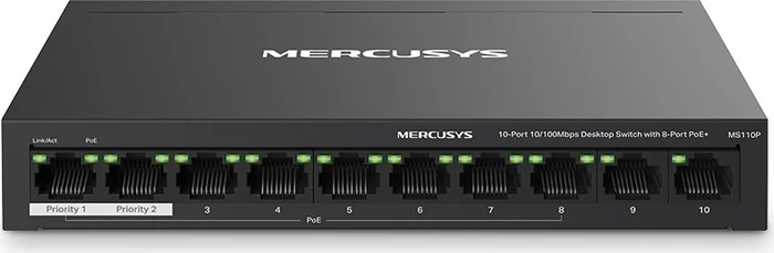 Mercusys MS110P, 10-Port switch, 8-Port PoE+