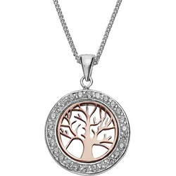 Zeeme Silber Halskette Silber 925 zweifarbig mit Lebensbaum-Motiv