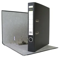 Midori 1 x Akten-Ordner PP A4 50 mm Schwarz Kunststoff Archiv Büroordner Ringordner