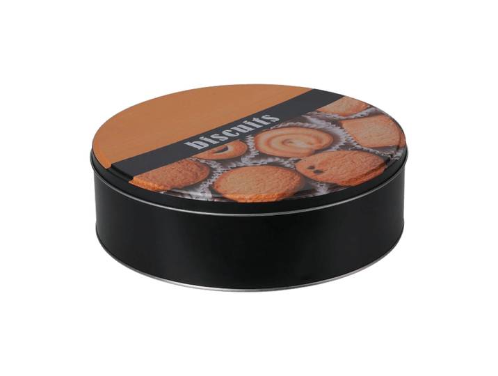 Boîte à biscuits noire en aluminium - Diamètre 22 cm
